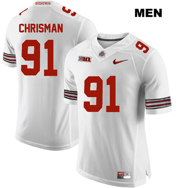 Ohio State Buckeyes Men's Drue Chrisman #91 White Authentic Nike College NCAA Stitched Football Jersey CJ19F30PA